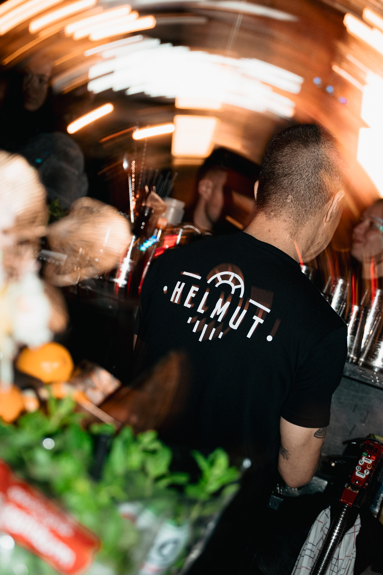 The bar at close — one last drink.