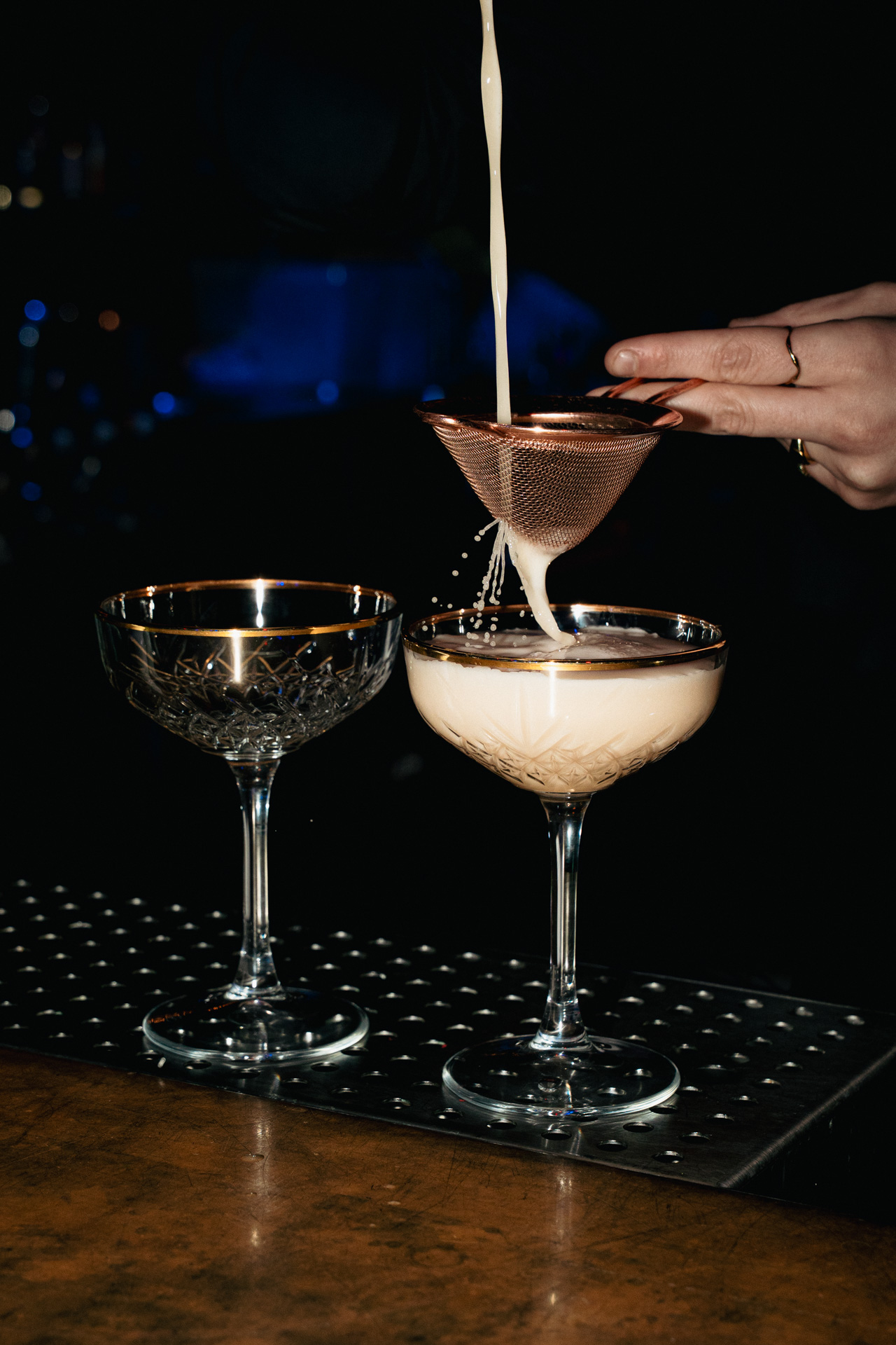A foamy pour finished into a coupe.