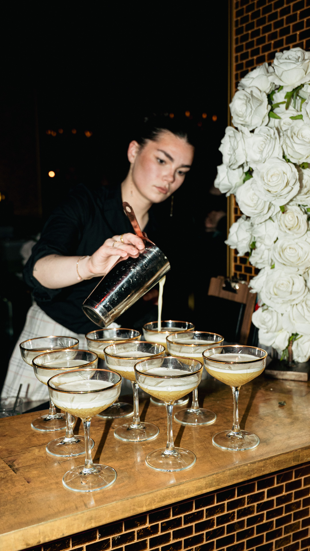 A cocktail resting in soft light.